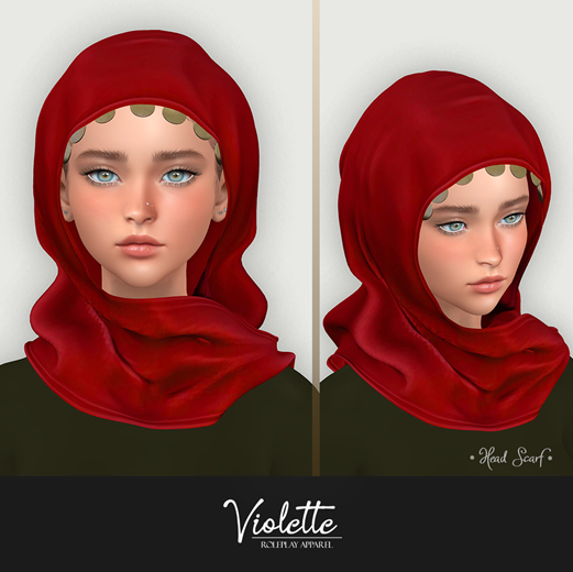 VIOLETTE - Minimalist Head Scarf - Blood Red