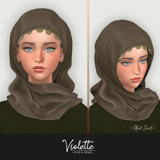VIOLETTE - Minimalist Head Scarf - Coffee