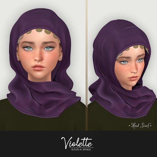 VIOLETTE - Minimalist Head Scarf - Purple