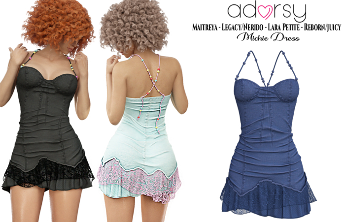 adorsy - Michie Dress Blue - Maitreya/Legacy-Nerido/Lara Petite/Reborn-Juicy