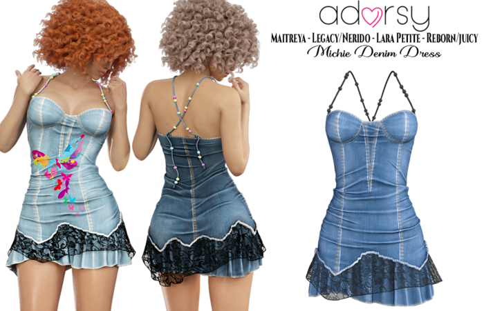 adorsy -  Michie Denim Dress Blue - Maitreya/Legacy-Nerido/Lara Petite/Reborn-Juicy