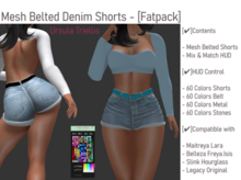 6357 Mesh Belted Denim Shorts - [Fatpack]