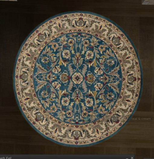 PoFA ~ Round Persian Rug* - teal & cream