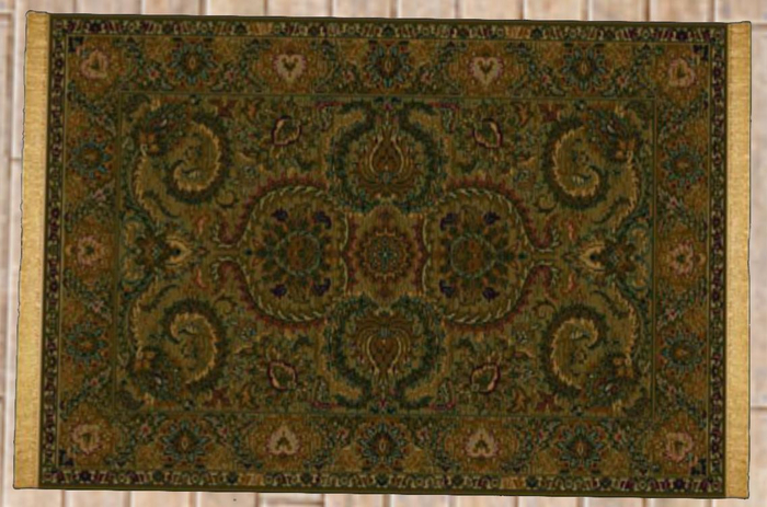PoFA ~ Persian Rug* - green & gold hearts