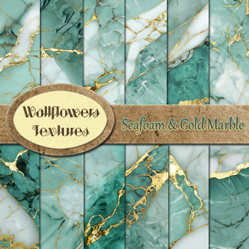 *Wallflowers* Seafoam & Gold Marble