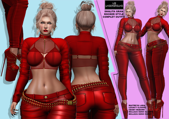 **SHALITA GRAN RED ROCKER STYLE COMPLET OUTFIT**