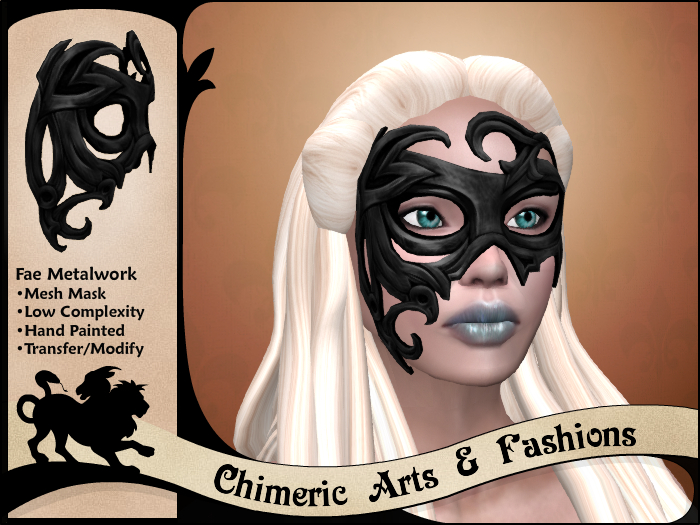 Fae Metalwork Mask - Black