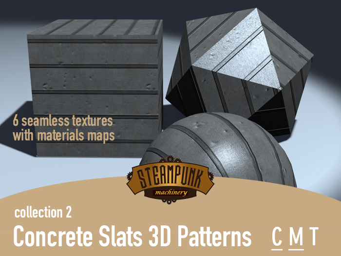 Steampunk Machinery - Concrete Slats 3D Pattern (collection 2)