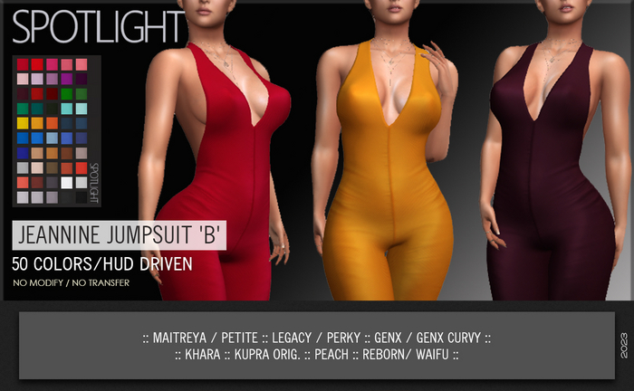 SPOTLIGHT - JEANNINE JUMPSUIT PACK 'B' (DEMO Available In-World)