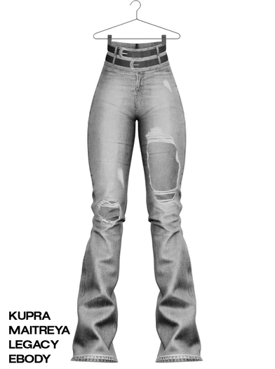 [HUNTT] - Jasmine Ripped Denims - Grey