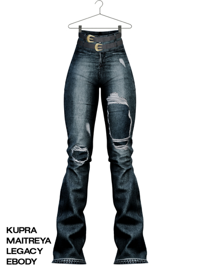 [HUNTT] - Jasmine Ripped Denims - Deep Ocean