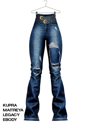 [HUNTT] - Jasmine Ripped Denims - Deep