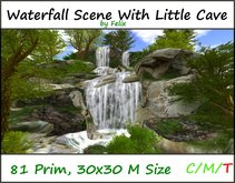 Waterfall Scene With Little Cave ( for grotto landscaping skybox tree plant forest )