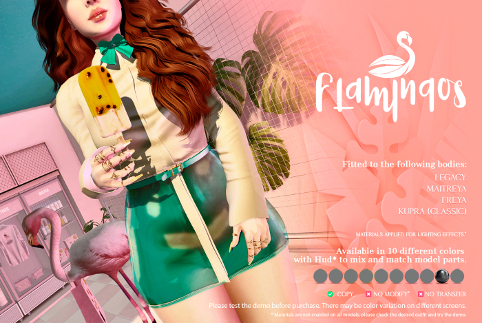 *Flamingos* Helena Dress - Black