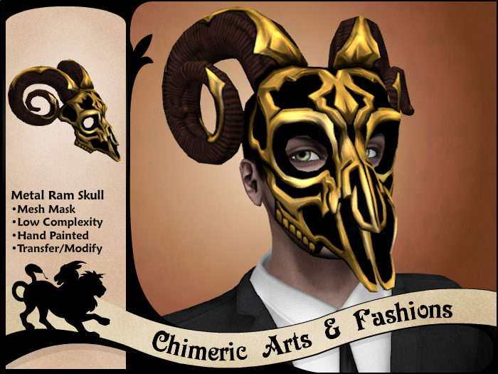 Metal Ram Skull - Brass