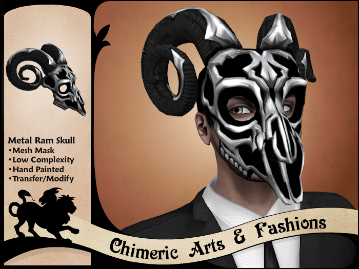 Metal Ram Skull - Steel