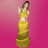 M Saree Plain 04 Gold Color  with advance light