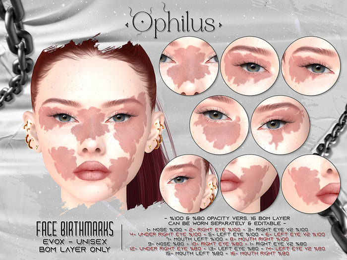Second Life Marketplace - - Ophilus - Face Birthmarks (EvoX - Bom Only)