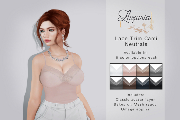 Luxuria - Lace Trim Cami Neutrals