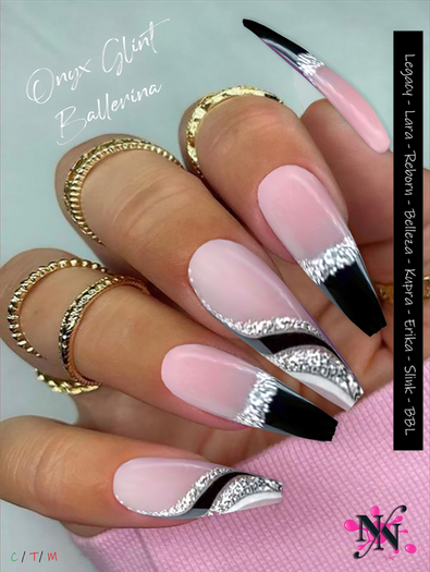 ::NN:: Onyx Glint Ballerina Nails  