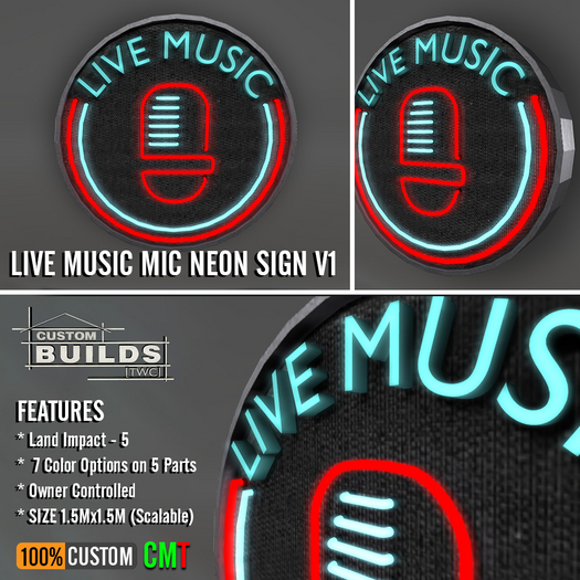 [TWC] - Live Music MIC Neon Sign V1