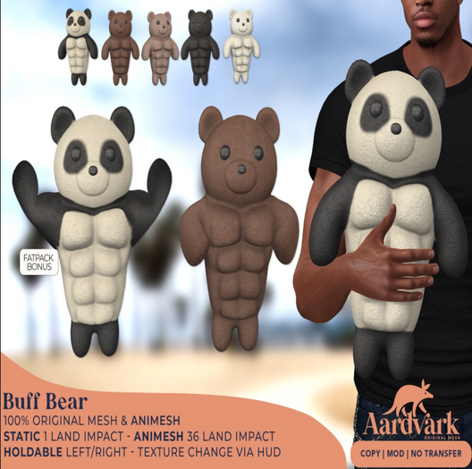 Aardvark : Buff Bear -  White  
