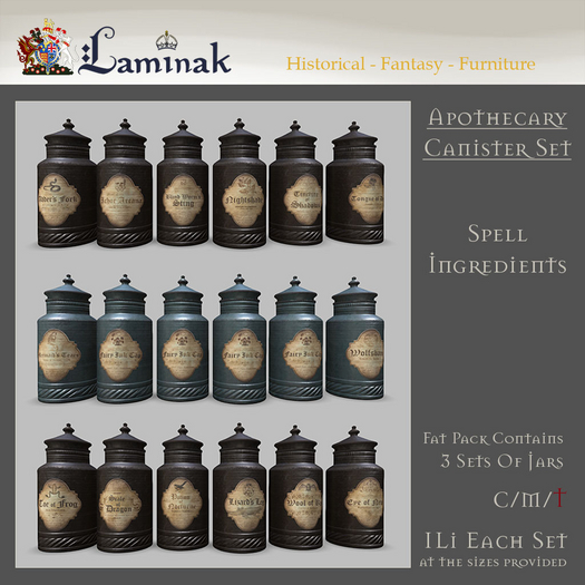 Second Life Marketplace - Laminak - Canister Sets - Spell Ingredients