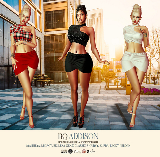BQ::Addison One Shoulder Top:: White/Tartan 