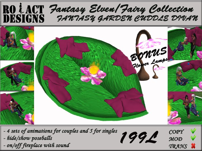..::RO!ACT::..DESIGNS Fantasy Elven / Fairy Collection - Garden Cuddle Divan