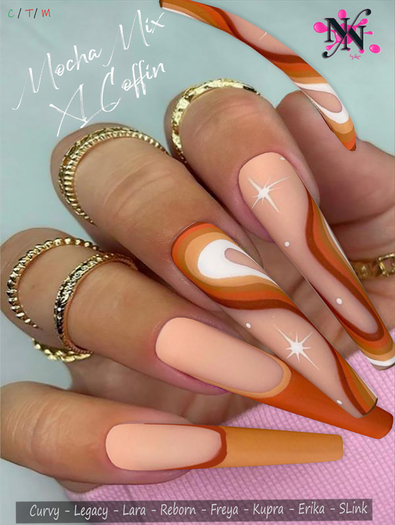 ::NN:: Mocha Mix XL Coffin Nails  