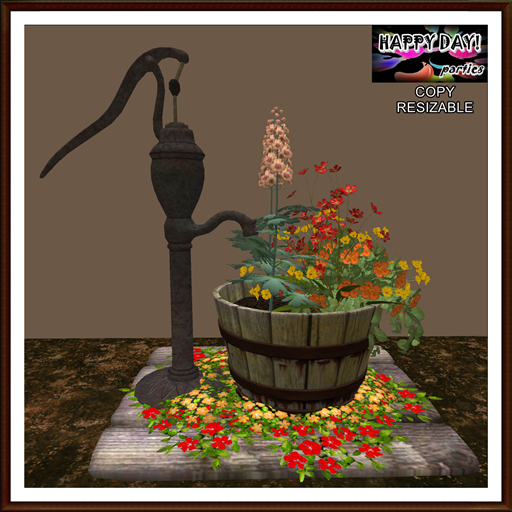 Autumn - Plants - Resizable Rustic Water Pump Planter