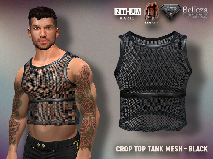 [SEVENELEVEN] Crop Top Tank Mesh - Black