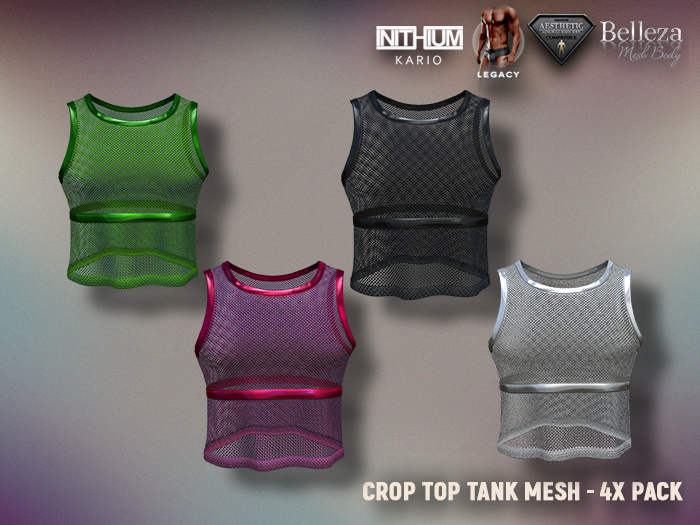 [SEVENELEVEN] Crop Top Tank Mesh - 4x Pack