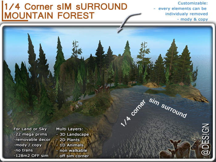 Second Life Marketplace - [QUARTER] Sim Corner Surround MOUNTAIN FOREST ...