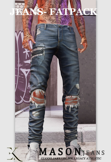 E.K - Mason - Ripped Straight Jeans - FATPACK {ADD - ME }