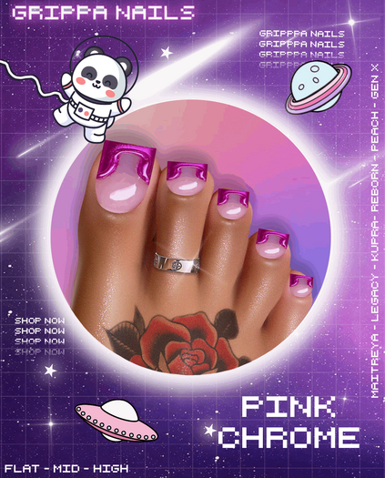 Grippa Pedi:: Pink Chrome Set