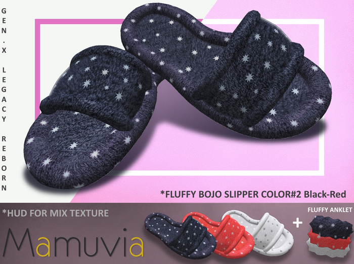 Bojo FLUFFY Slipper (COLOR #2)Bk-Re