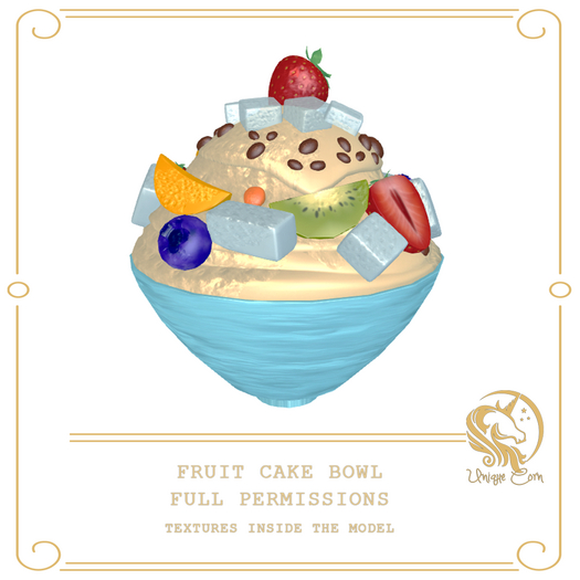 Second Life Marketplace Full Perm Fruit Cake Bowl GIFT