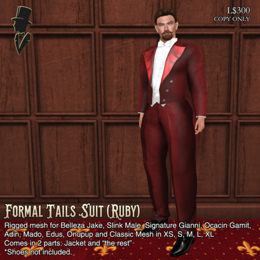 P&C Long Tail Tuxedo Suit (RUBY) [Boxed]