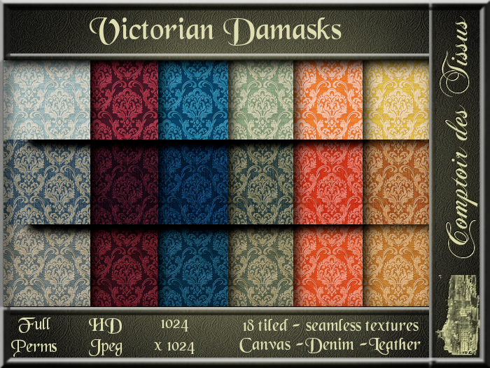 Victorian Damasks - 18 FULL PERM Textures
