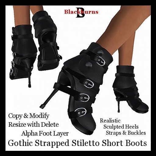 Gothic Strapped Stiletto Short Boots