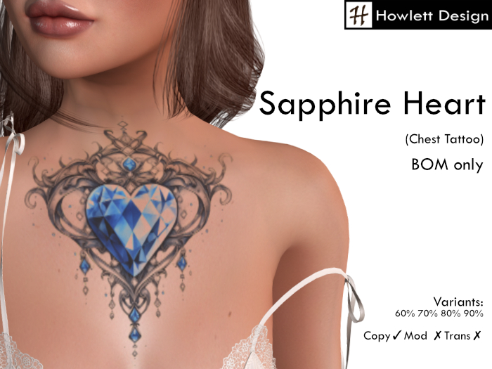 [HDesign] Sapphire Heart (Chest Tattoo)