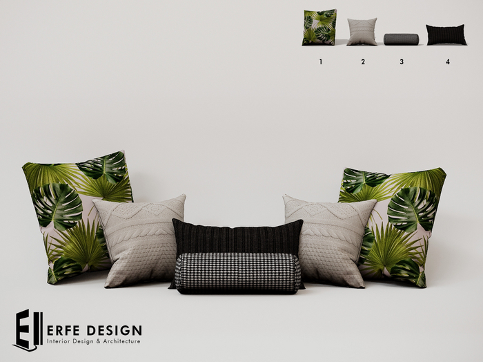 Palm Cushion Pillow Set 4 Pcs 4 LI  [Erfe Design] *