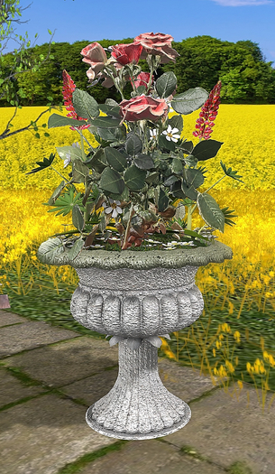 CJ Victorian Urn Planter peach Rose 