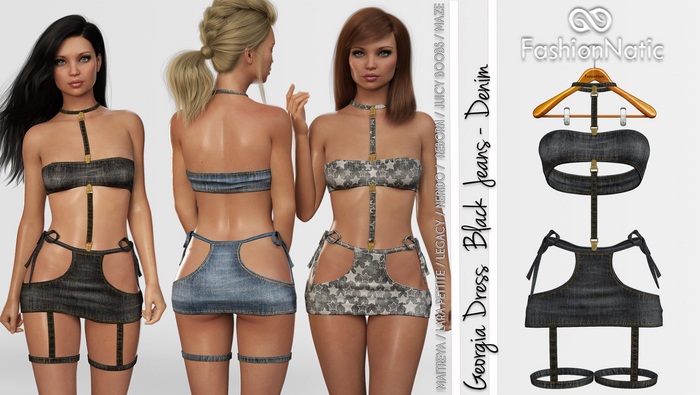 Georgia Dress Black Jeans Denim - Maitreya Dress, Petite , Legacy, Nerido Dress, Reborn Dress, Juicy, rolls, Maze