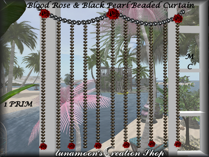Blood Rose & Black Pearl Beaded Curtain