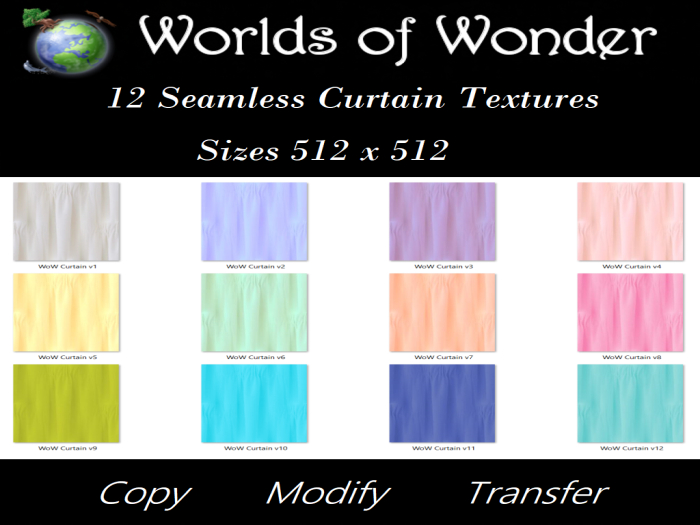 Second Life Marketplace - WoW 12 Seamless Curtain Textures