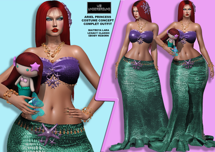 **DEMO**ARIEL PRINCESS CONCEPT COSTUME COMPLET OUTFIT**