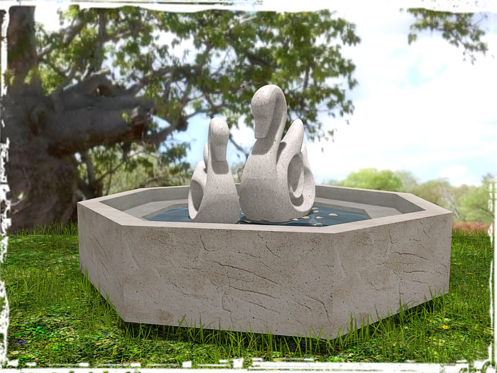 Modern fountain with swans PROMO