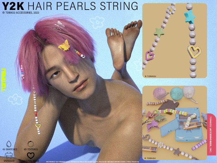 TOMASU / Y2K Hair Pearls String 